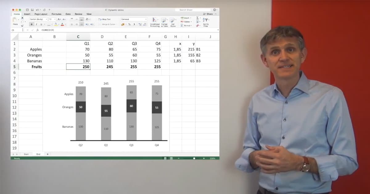 Dynamic Labels in Excel video tutorial CA controller akademie