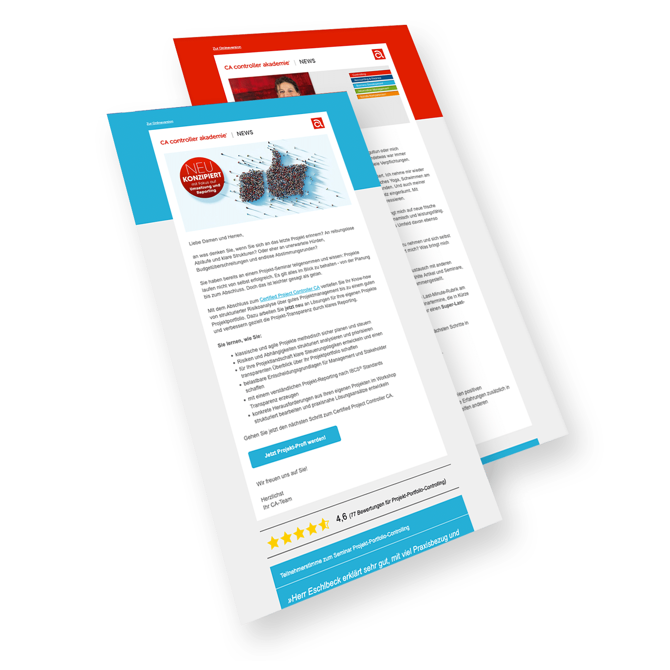Mockup der CA controller akademie News-E-Mailings